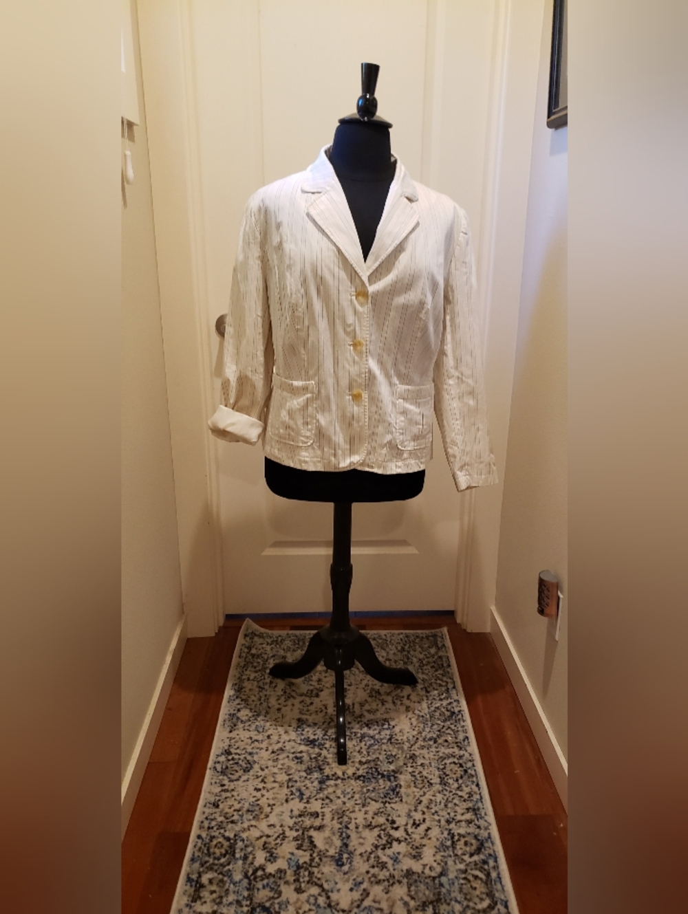 Merona Tailored Women's Cream With Tan Pinstripes Blazer